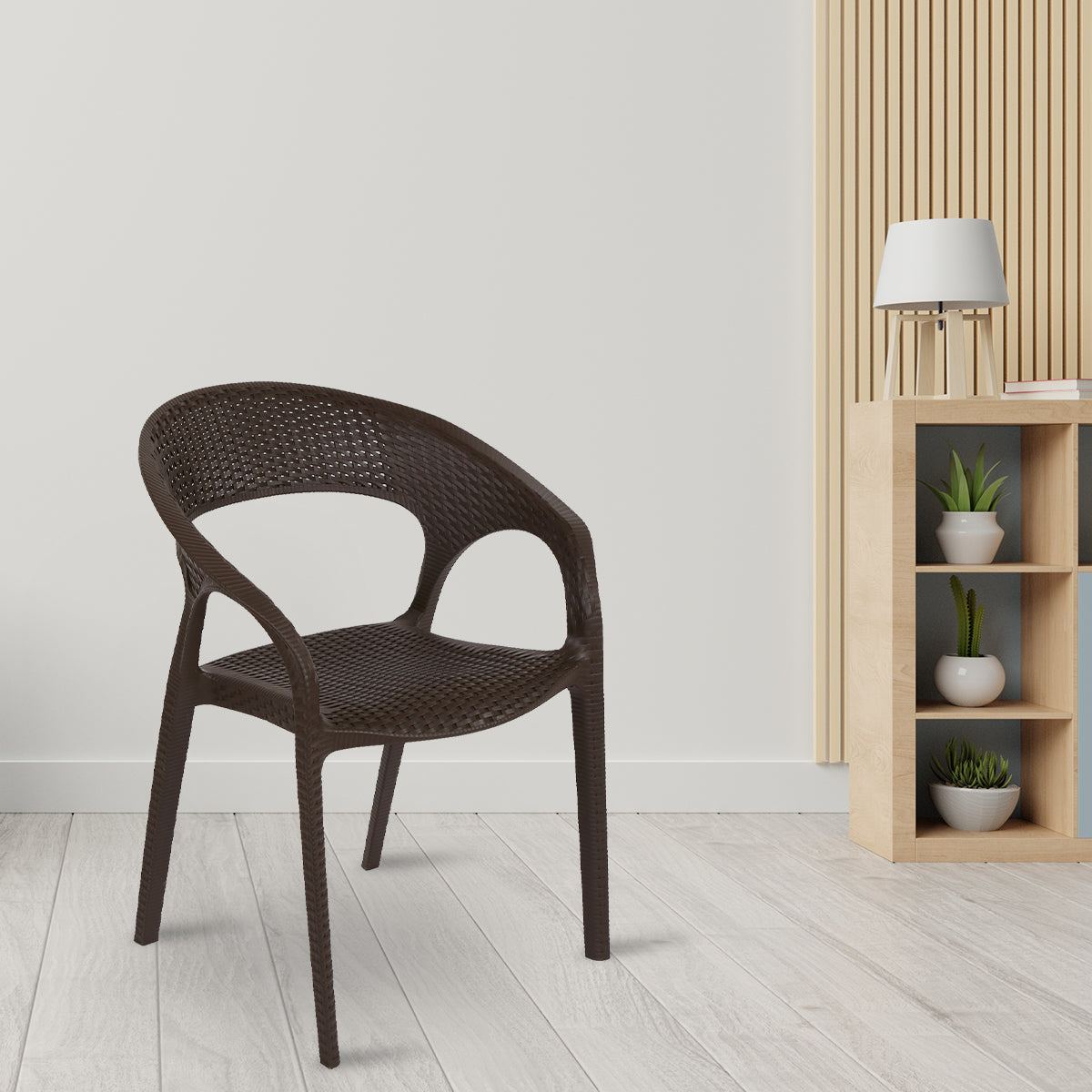 Nilkamal Club Plastic Arm Chair (Season Rust Brown) - Nilkamal | VK Furniture & Electronics Mangalore