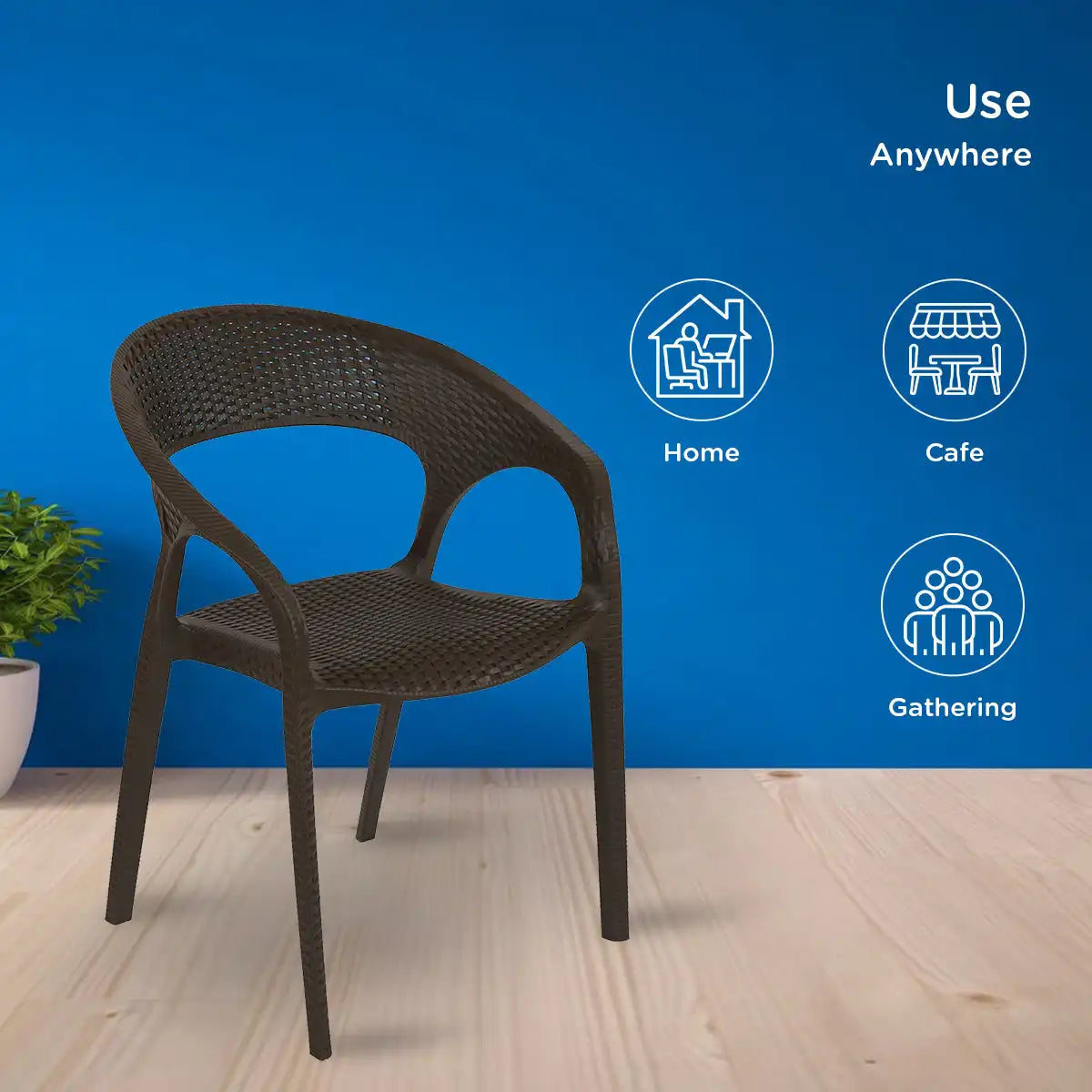 Nilkamal Club Plastic Arm Chair (Season Rust Brown) - Nilkamal | VK Furniture & Electronics Mangalore