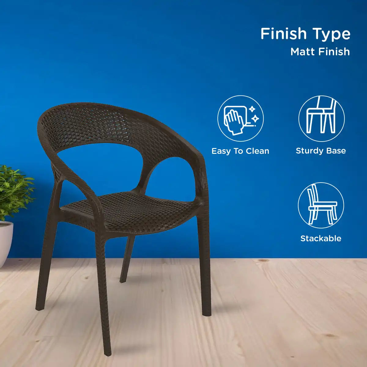 Nilkamal Club Plastic Arm Chair (Season Rust Brown) - Nilkamal | VK Furniture & Electronics Mangalore