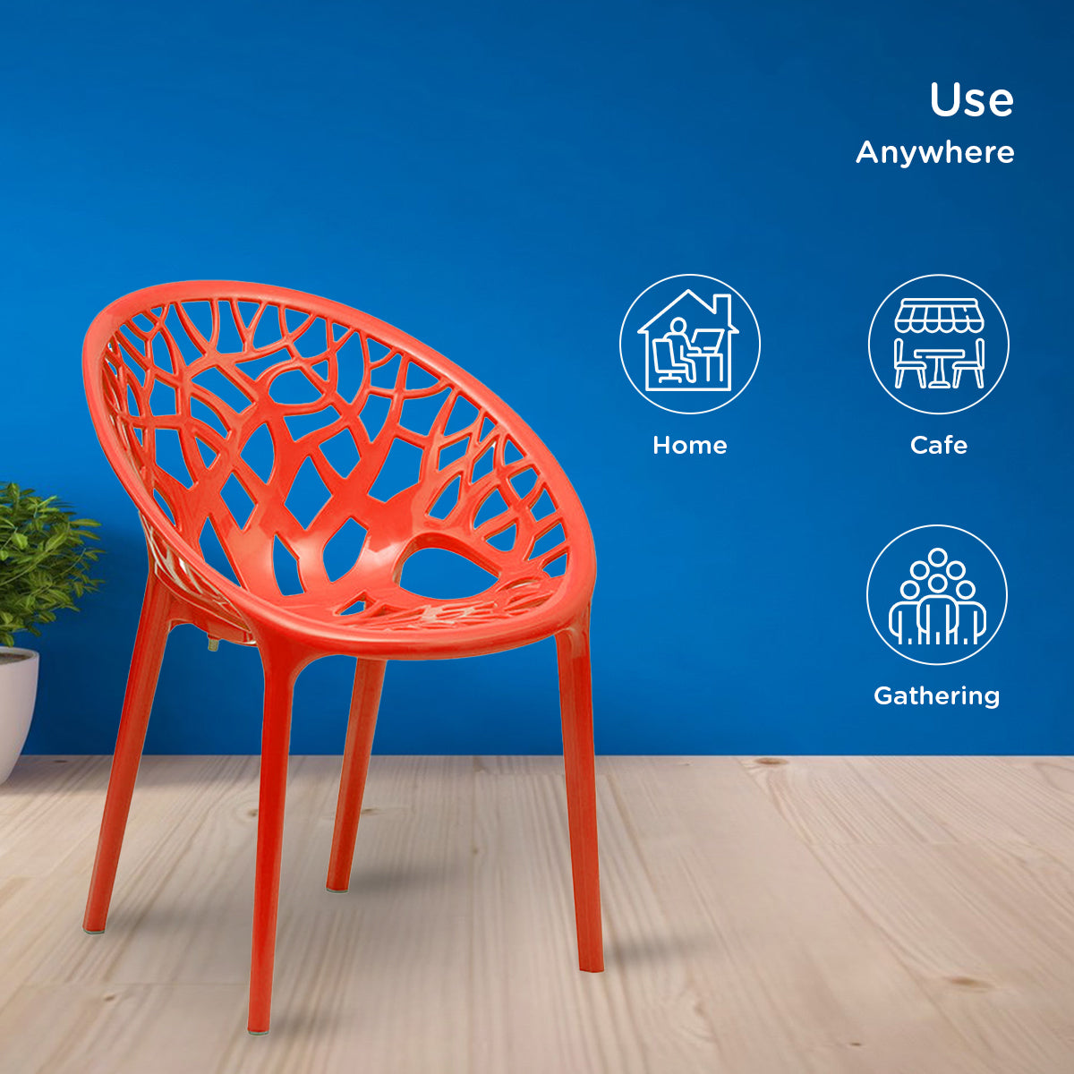 Nilkamal Crystal Polypropylene Premium Chair (Bright Red) - Nilkamal | VK Furniture & Electronics Mangalore