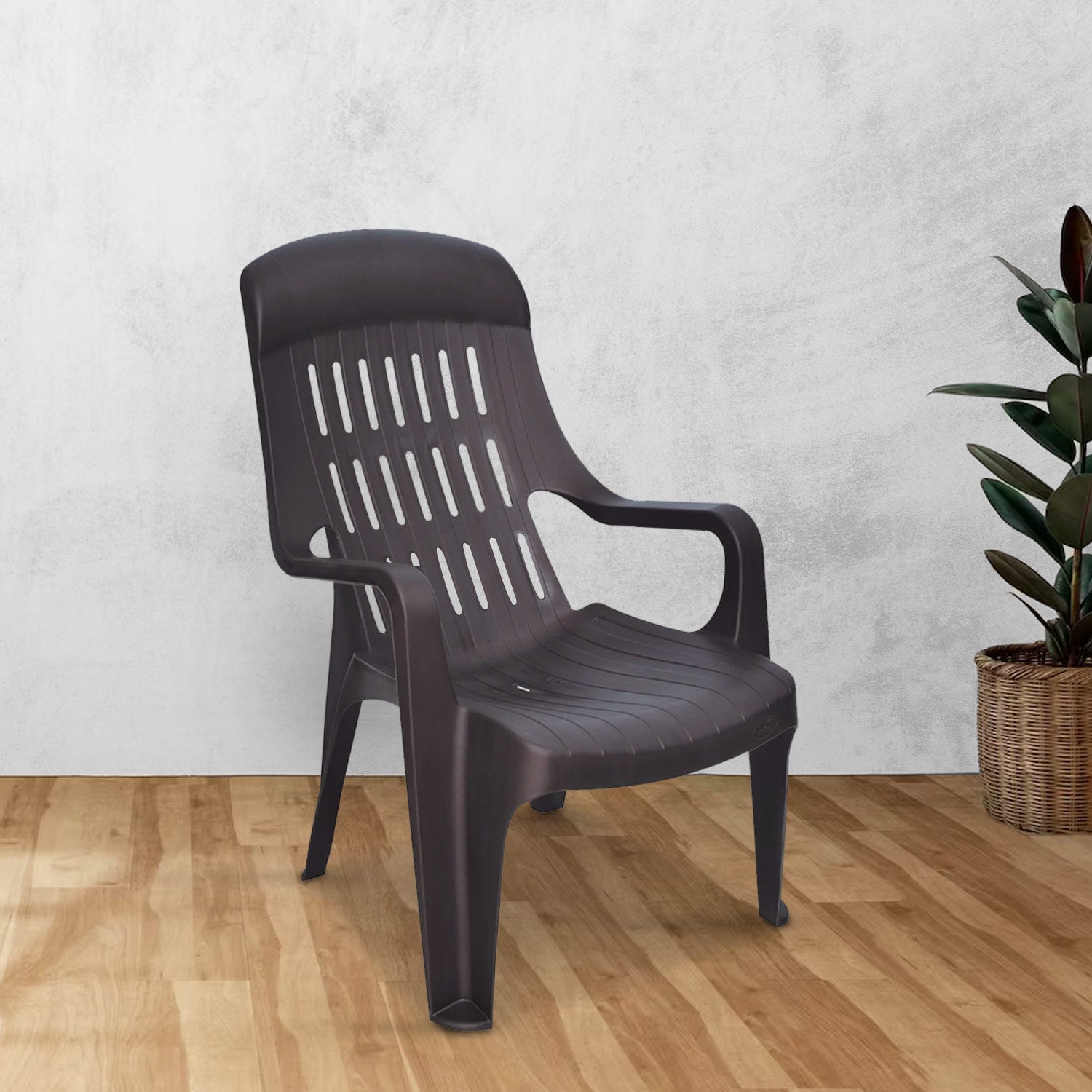 NILKAMAL WEEKENDER PLASTIC ARM CHAIR (WEATHERED BROWN) — Nilkamal | VK Furniture Mangalore