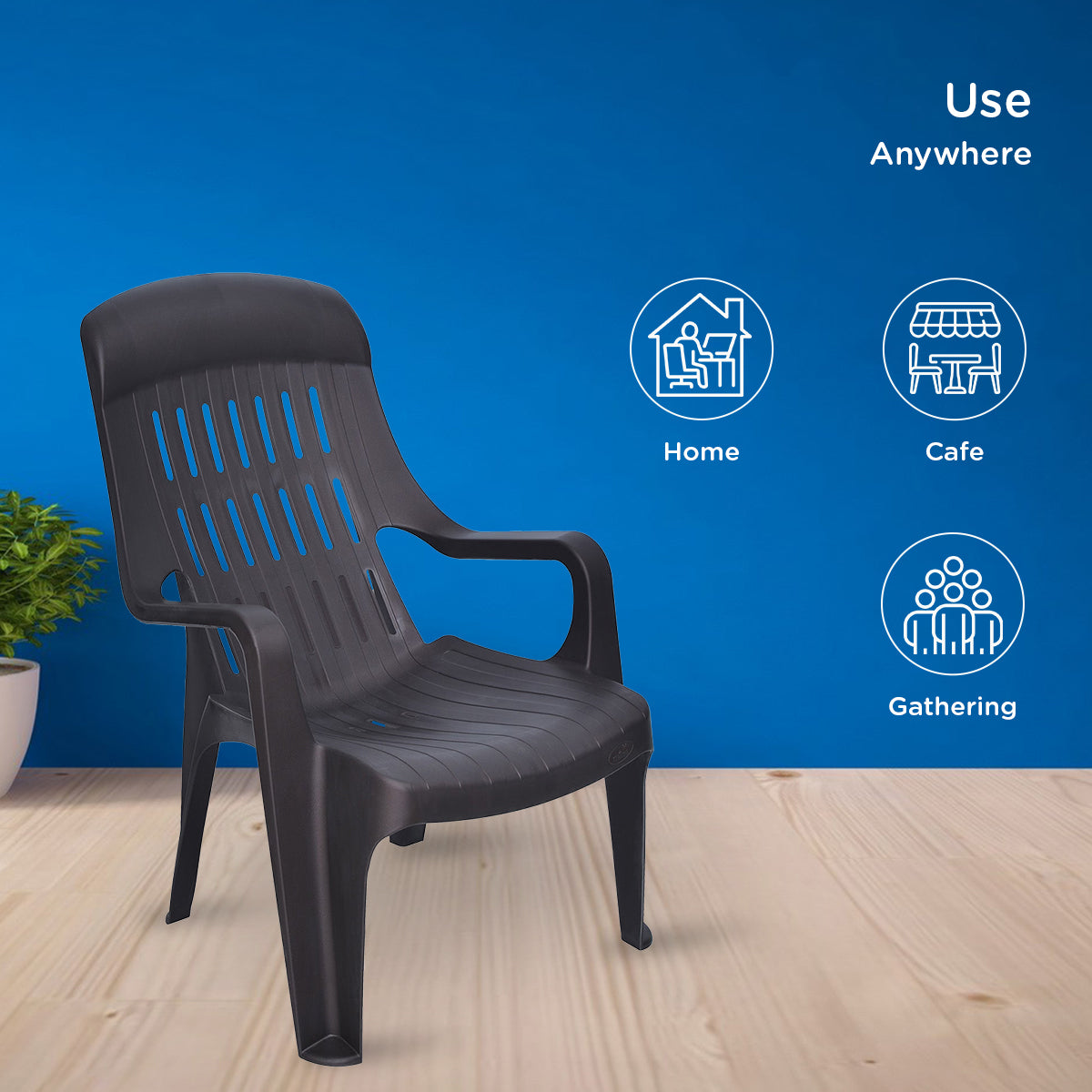 Nilkamal Weekender Plastic Arm Chair (Weathered Brown) - Nilkamal | VK Furniture & Electronics Mangalore