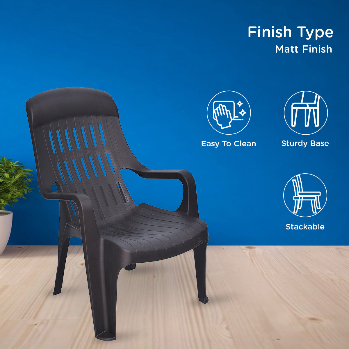 Nilkamal Weekender Plastic Arm Chair (Weathered Brown) - Nilkamal | VK Furniture & Electronics Mangalore