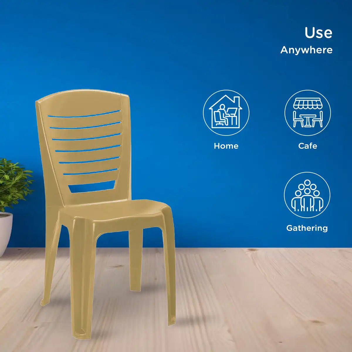 Nilkamal CHR4025 Plastic Armless Chair (Marble Beige) - Nilkamal | VK Furniture & Electronics Mangalore