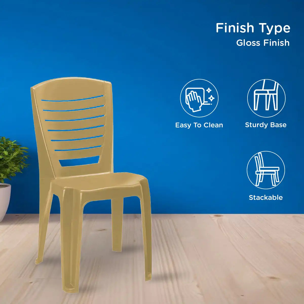 Nilkamal CHR4025 Plastic Armless Chair (Marble Beige) - Nilkamal | VK Furniture & Electronics Mangalore