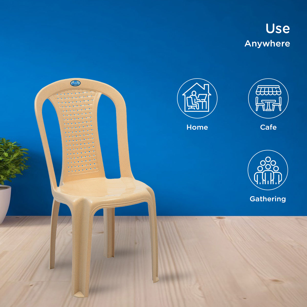 Nilkamal CHR4002 Plastic Armless Chair (Marble Beige) - Nilkamal | VK Furniture & Electronics Mangalore