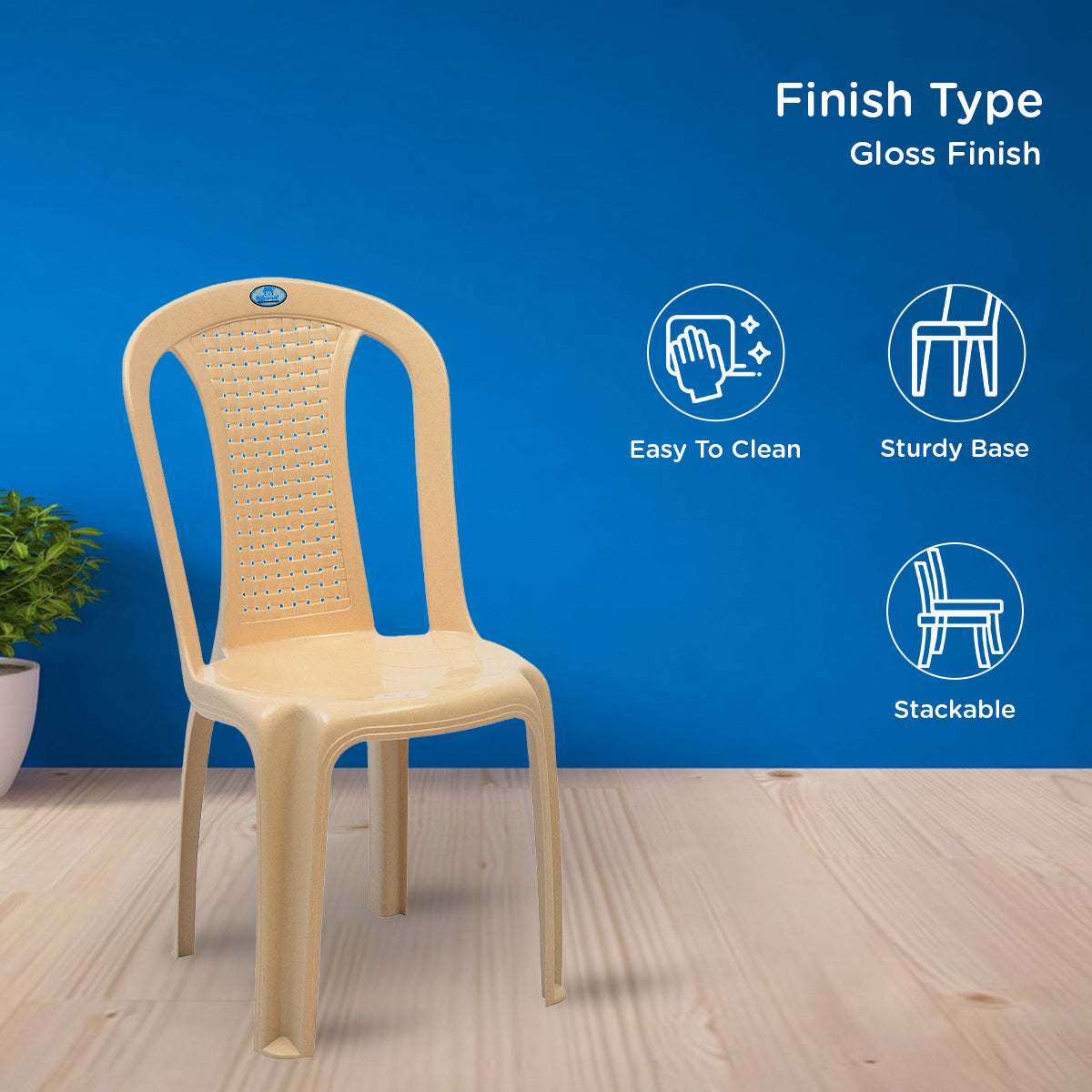 Nilkamal CHR4002 Plastic Armless Chair (Marble Beige) - Nilkamal | VK Furniture & Electronics Mangalore