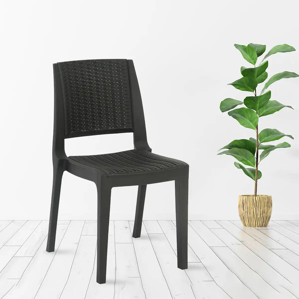 Nilkamal Enamora Plastic Armless Chair (Iron Black) - Nilkamal | VK Furniture & Electronics Mangalore
