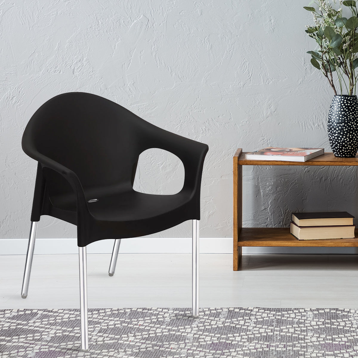 Nilkamal Novella 09 Plastic Arm Chair (Iron Black) — Nilkamal | VK Furniture Mangalore