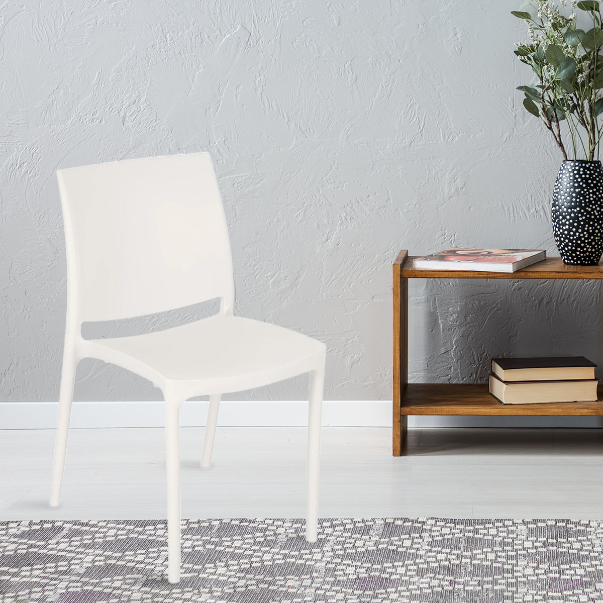 NILKAMAL NOVELLA 08 PLASTIC ARMLESS CHAIR (MILKY WHITE) — Nilkamal | VK Furniture Mangalore