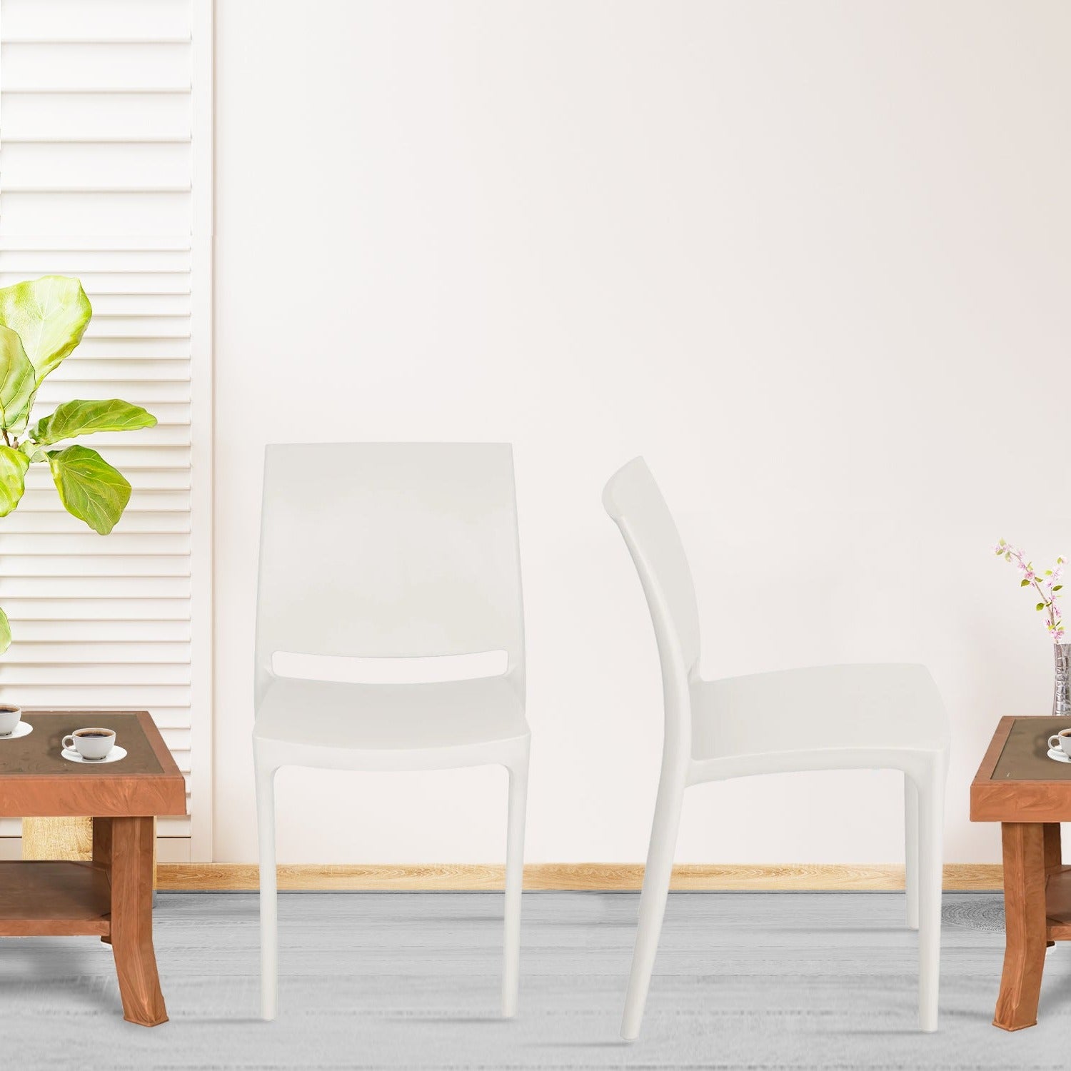 Nilkamal Novella 08 Plastic Armless Chair (Milky White) - Nilkamal | VK Furniture & Electronics Mangalore