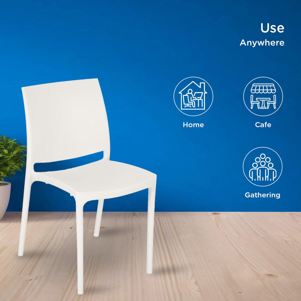 Nilkamal Novella 08 Plastic Armless Chair (Milky White) - Nilkamal | VK Furniture & Electronics Mangalore