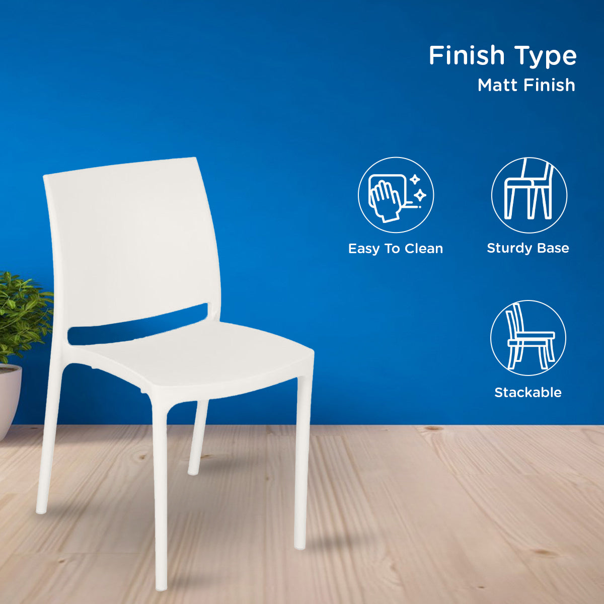 Nilkamal Novella 08 Plastic Armless Chair (Milky White) - Nilkamal | VK Furniture & Electronics Mangalore