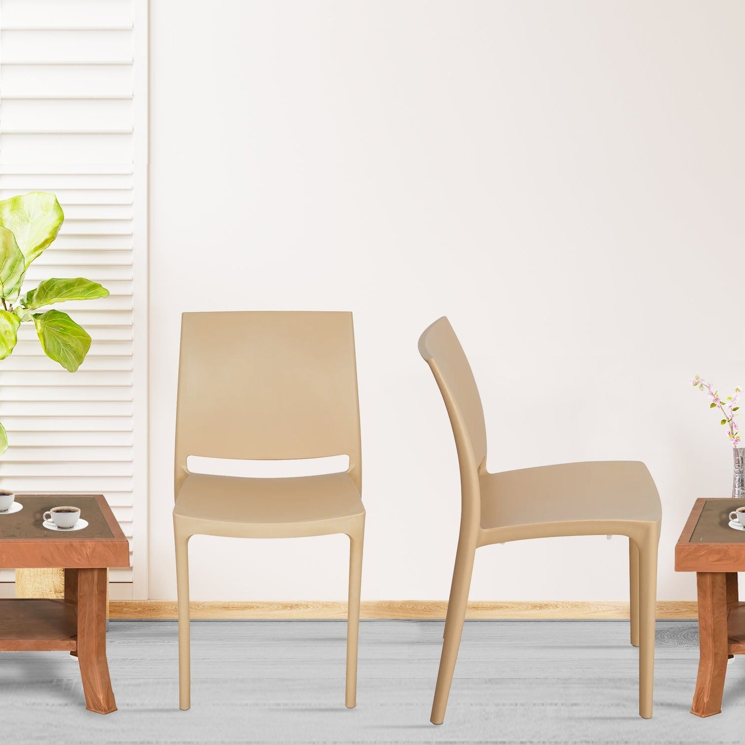 Nilkamal Novella 08 Plastic Armless Chair (Biscuit) - Nilkamal | VK Furniture & Electronics Mangalore