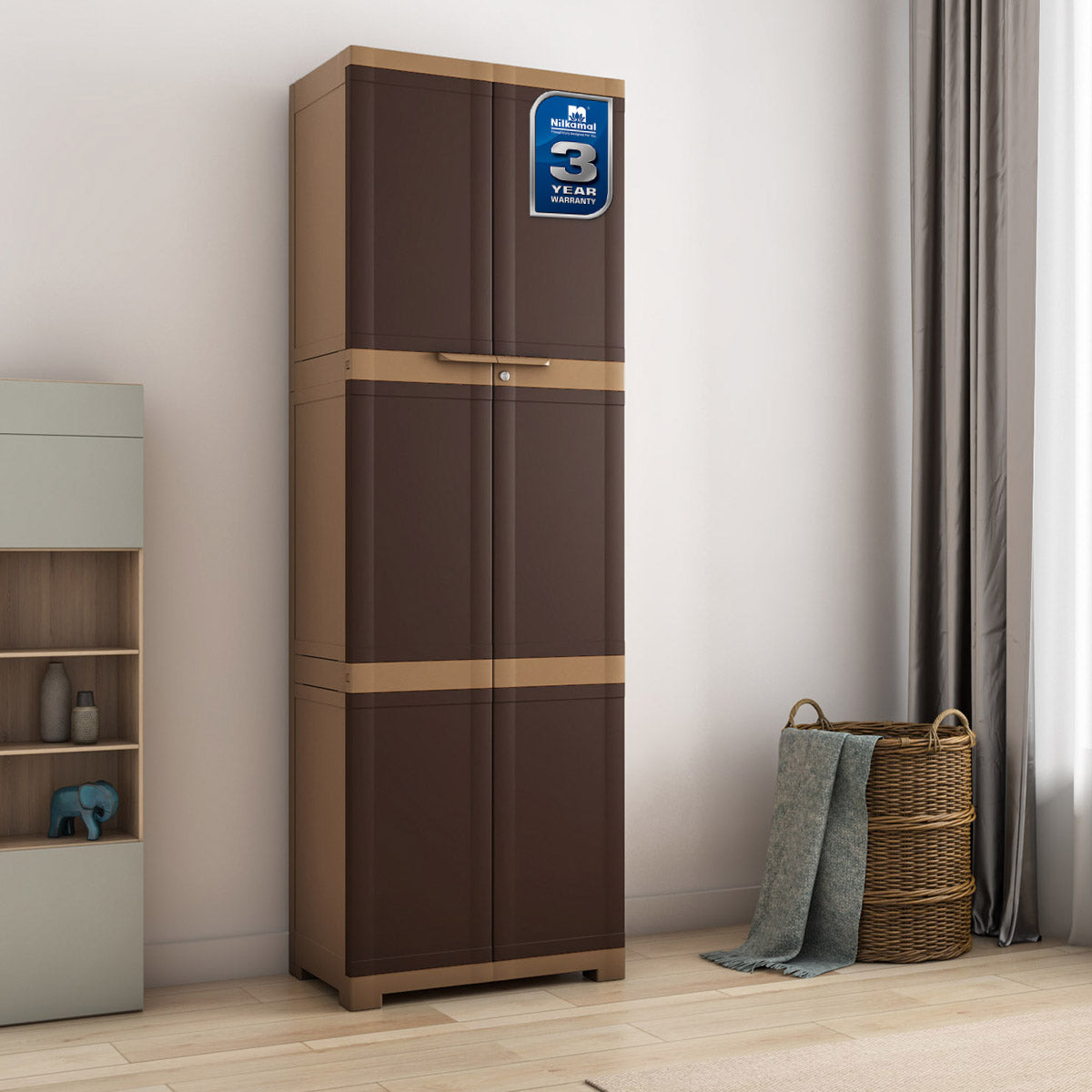 NILKAMAL FREEDOM MINI LARGE (FML) PLASTIC STORAGE CABINET (WEATHERED BROWN / BISCUIT) — Nilkamal | VK Furniture Mangalore