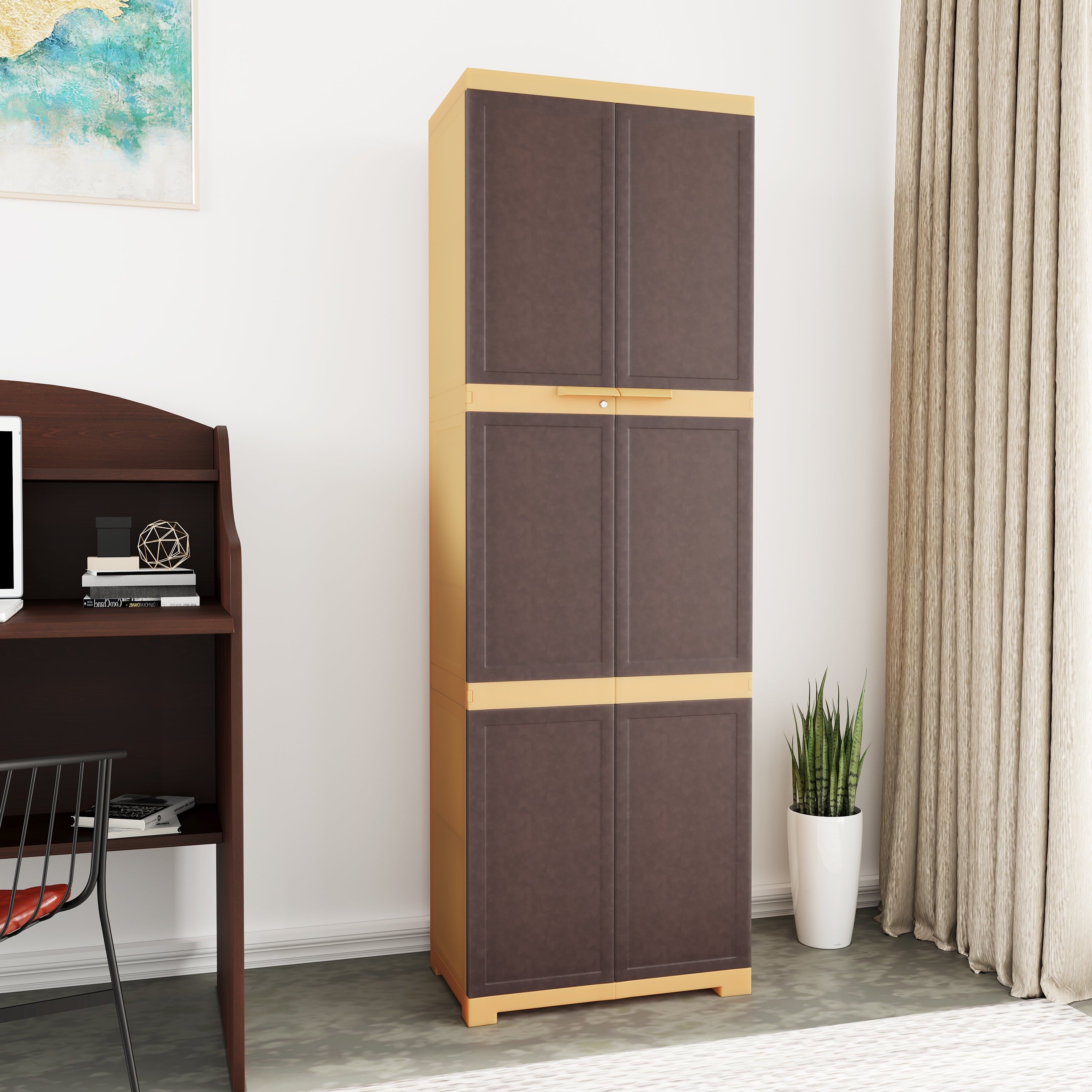 Nilkamal Freedom Mini Large (FML) Plastic Storage Cabinet (Weathered Brown / Biscuit) - Nilkamal | VK Furniture & Electronics Mangalore