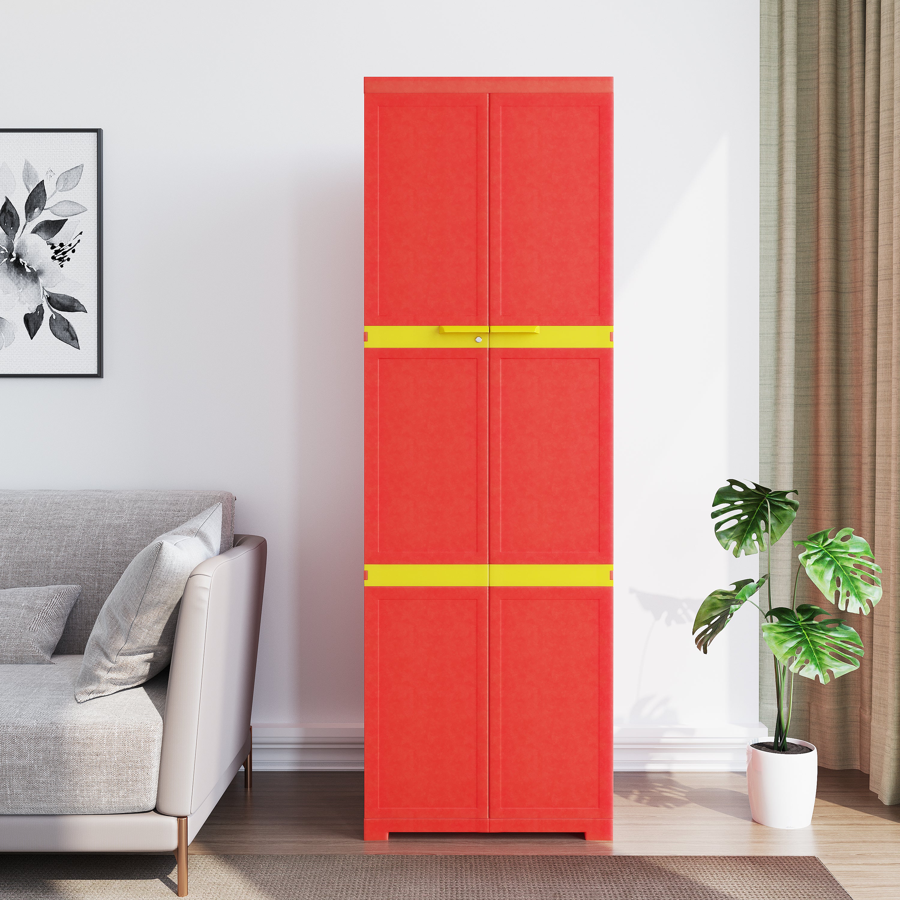NILKAMAL FREEDOM MINI LARGE (FML) PLASTIC STORAGE CABINET (BRIGHT RED / YELLOW) — Nilkamal | VK Furniture Mangalore