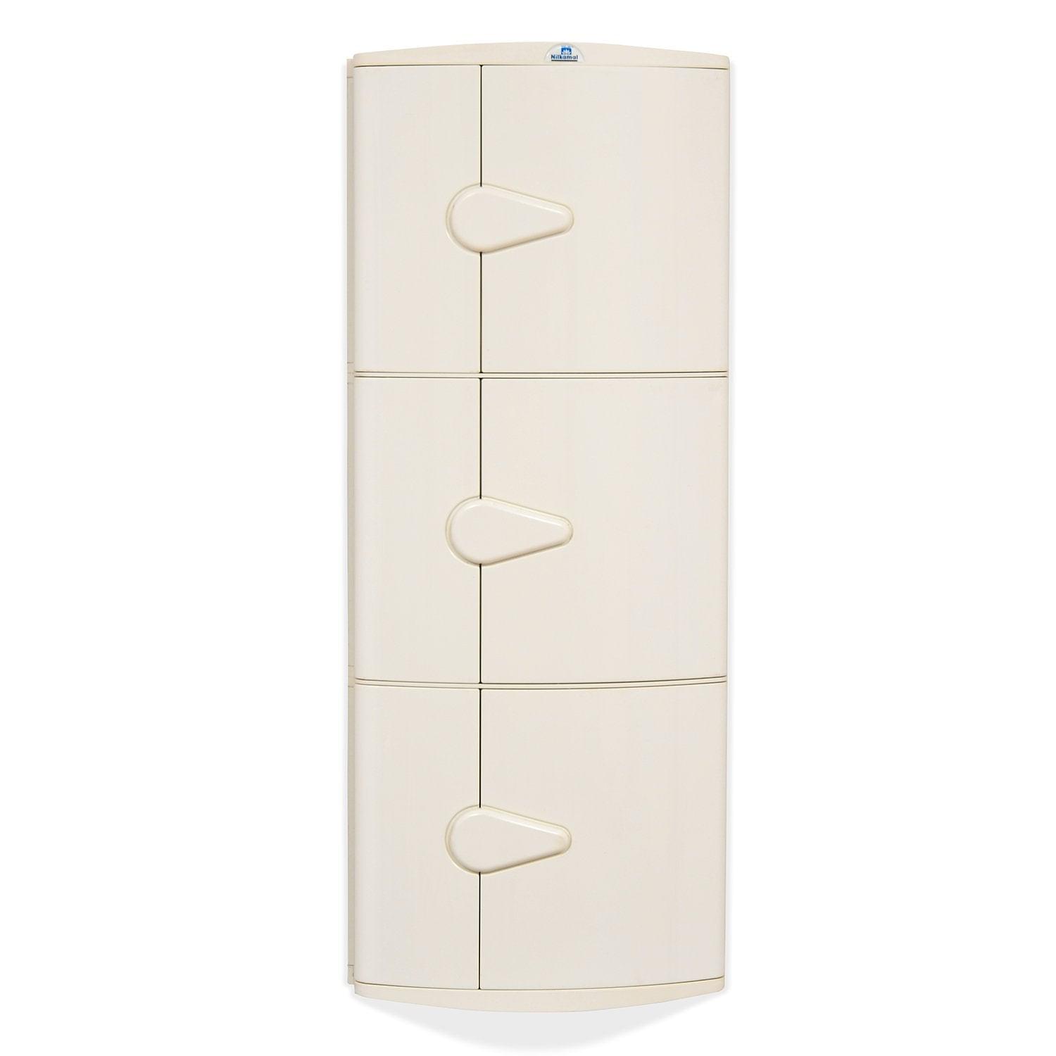 Nilkamal 3 Door Plastic Storage Corner Cabinet (Ivory) - Nilkamal | VK Furniture & Electronics Mangalore