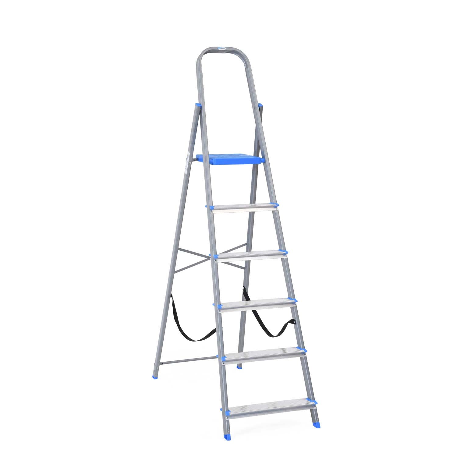 Nilkamal Rise 6 Step Steel Ladder (Grey) - Nilkamal | VK Furniture & Electronics Mangalore