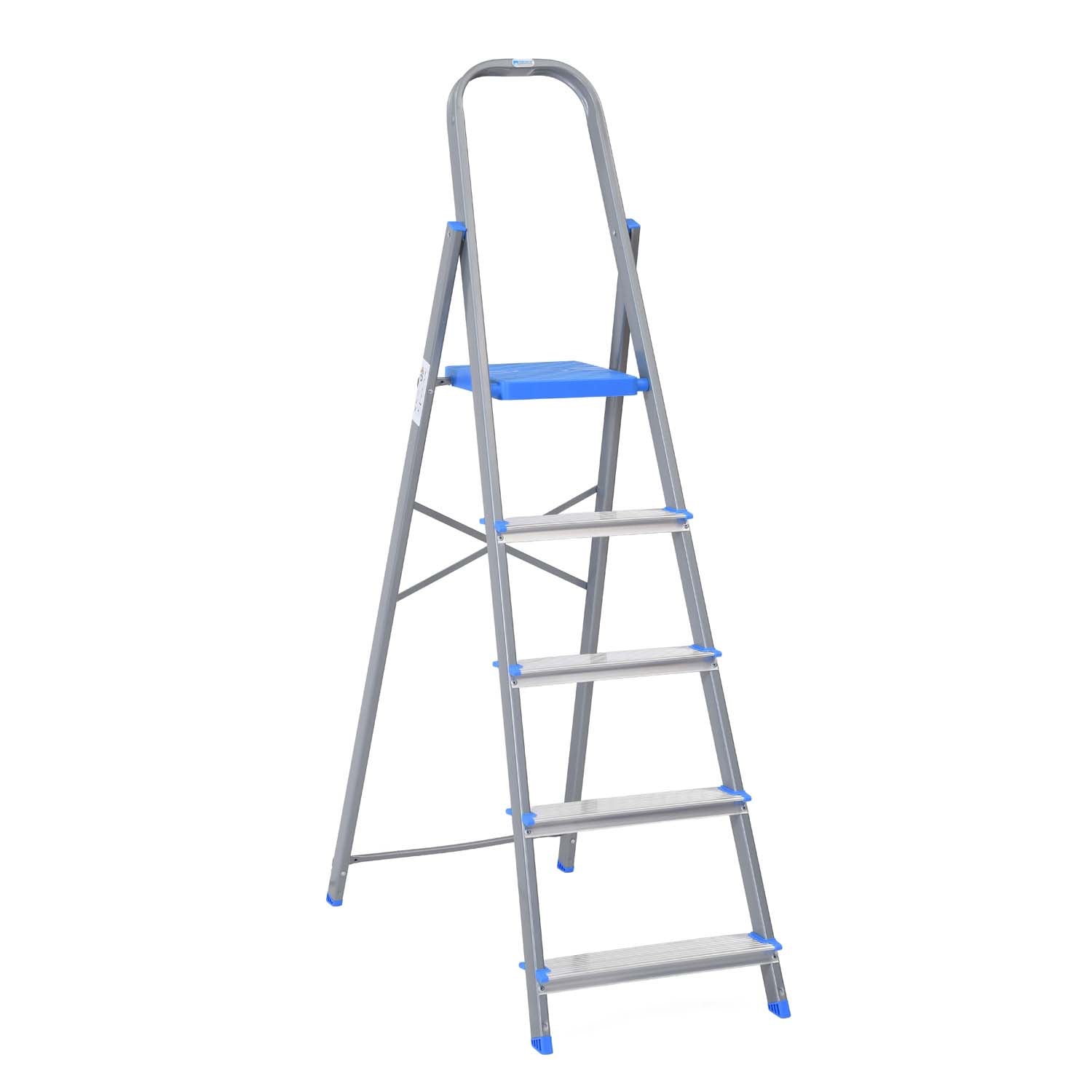 Nilkamal Rise 5 Step Steel Ladder (Grey) - Nilkamal | VK Furniture & Electronics Mangalore