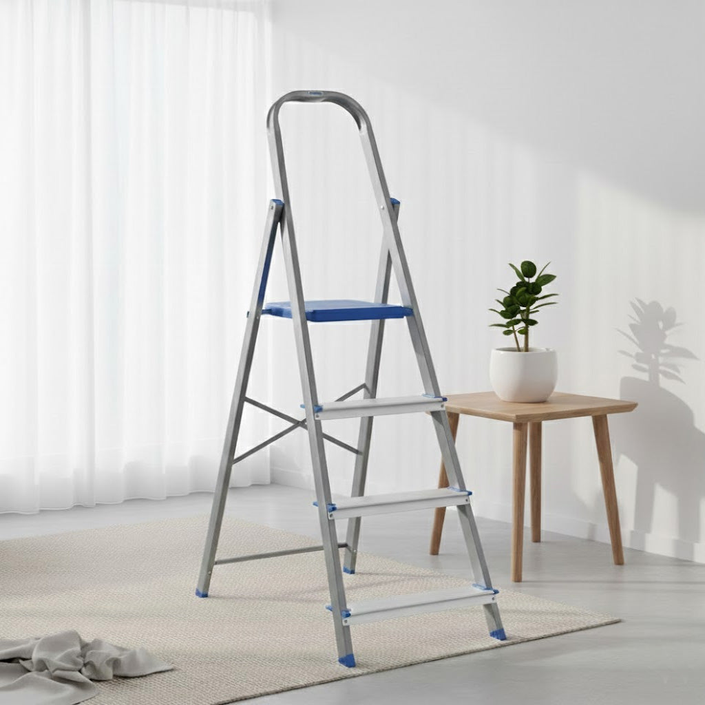 Nilkamal Rise 4 Step Steel Ladder (Grey) — Nilkamal | VK Furniture Mangalore
