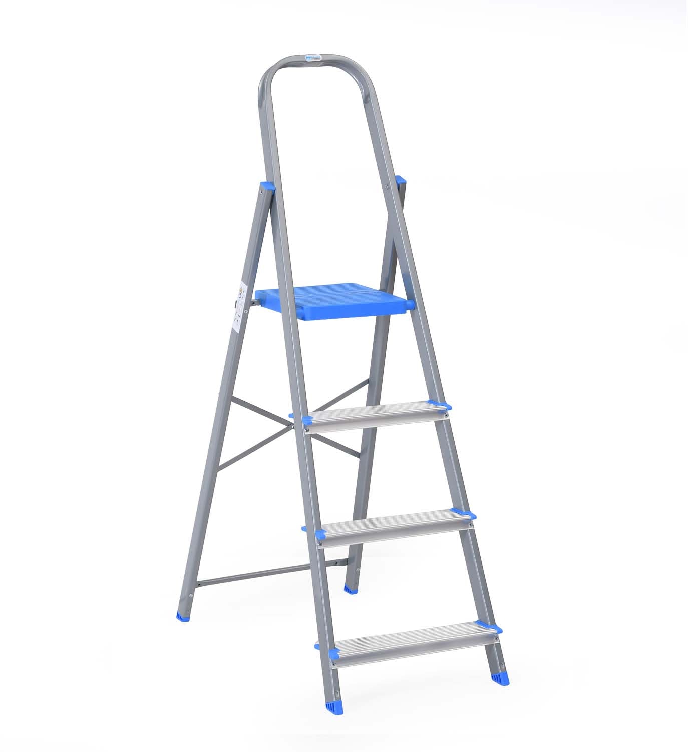 Nilkamal Rise 4 Step Steel Ladder (Grey) - Nilkamal | VK Furniture & Electronics Mangalore