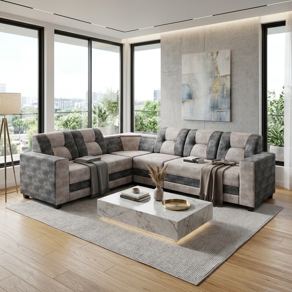 VK Lissable Corner Sofa Set — VK Furniture & Electronics | VK Furniture Mangalore
