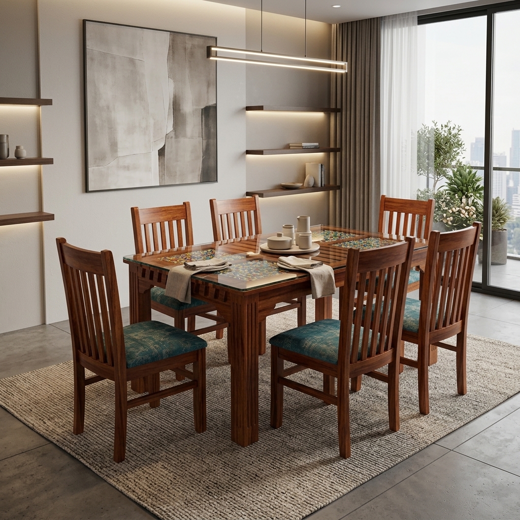Deluxe Model  6 Seater Dining Set — VK Furniture & Electronics | VK Furniture Mangalore