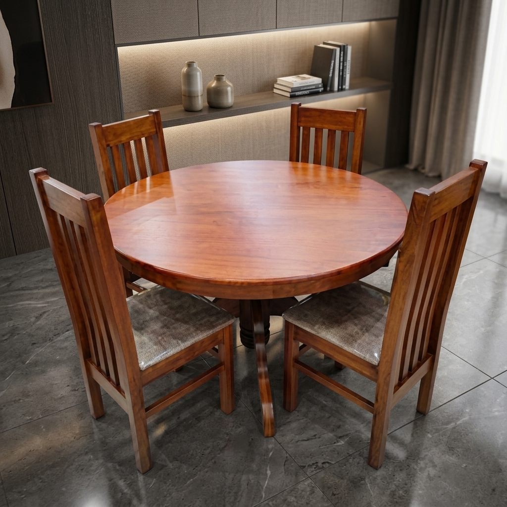 VK Galaxy Model wood 4 Seater Dining set — VK Furniture & Electronics | VK Furniture Mangalore