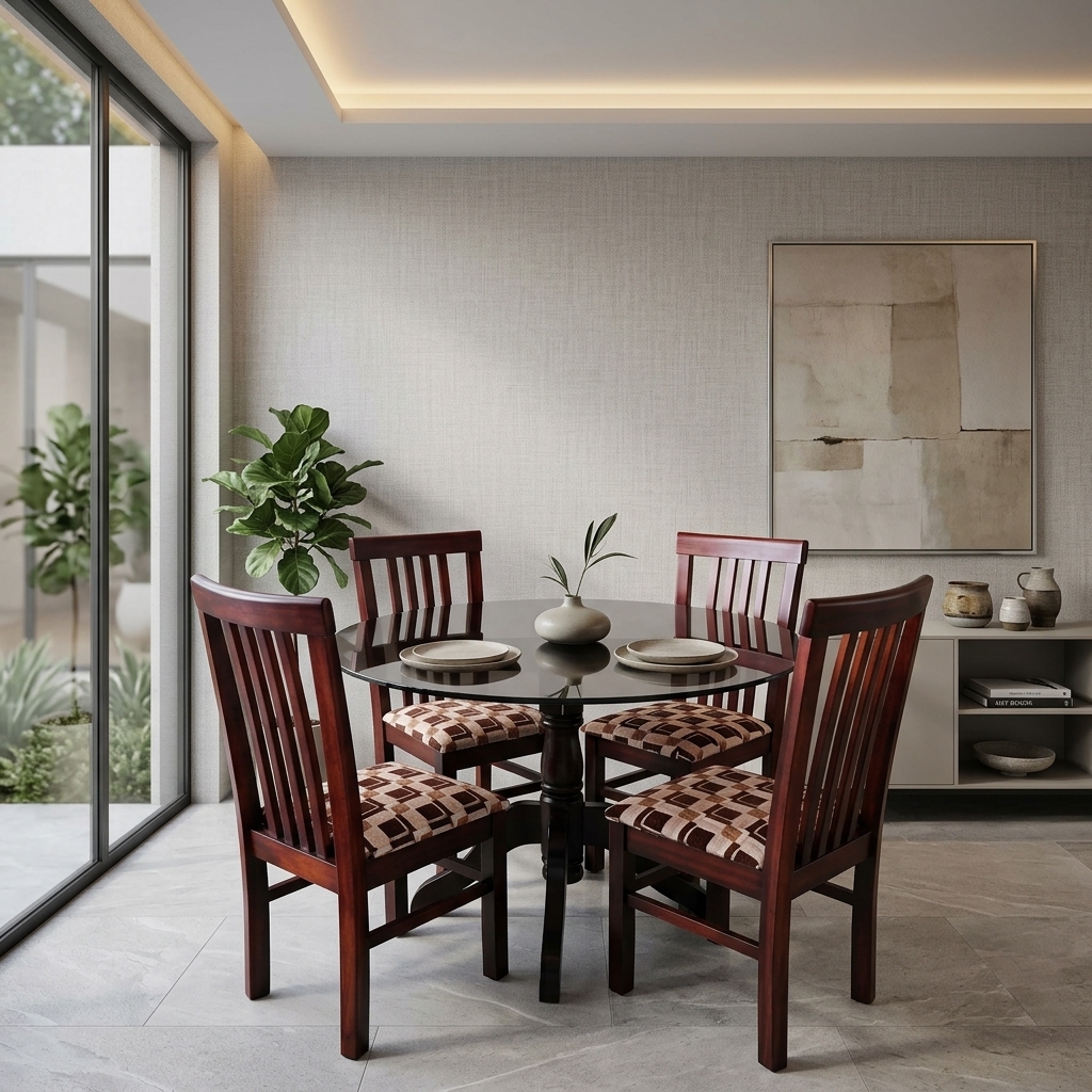 VK Hopton Model Wood 4 Seater Dining Set