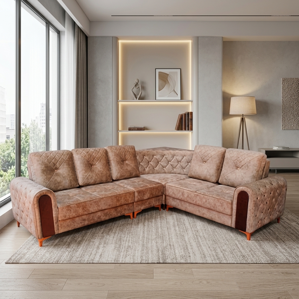 VK Floria Corner Sofa Set — VK Furniture & Electronics | VK Furniture Mangalore