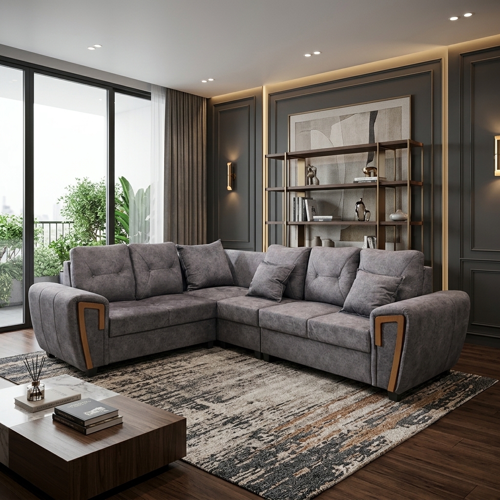 VK Harris Corner Sofa — VK Furniture & Electronics | VK Furniture Mangalore