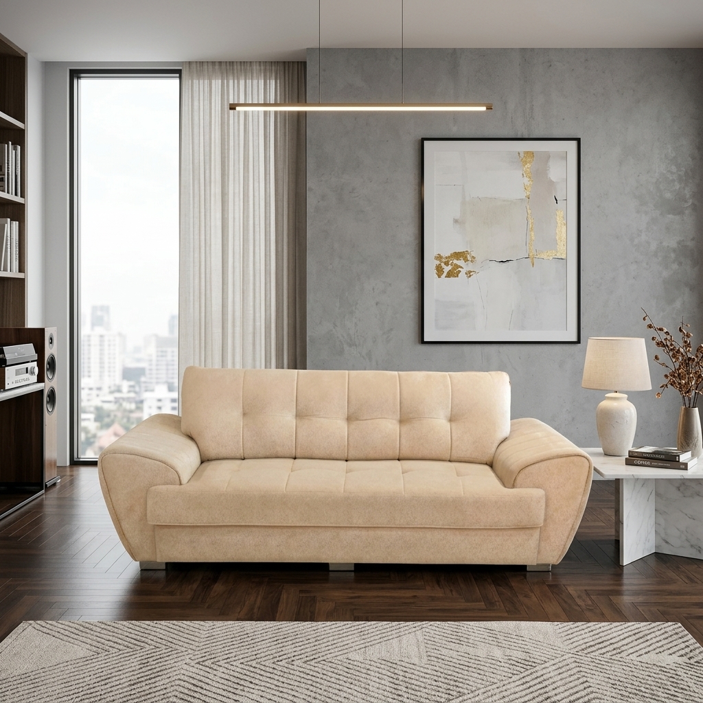 VK Mistry Model 3 Seater Sofa — VK Furniture & Electronics | VK Furniture Mangalore