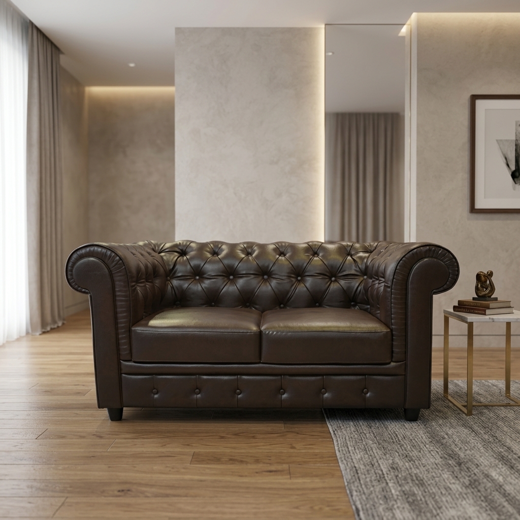 VK Rustic Button 2 Seater Sofa Set — VK Furniture & Electronics | VK Furniture Mangalore