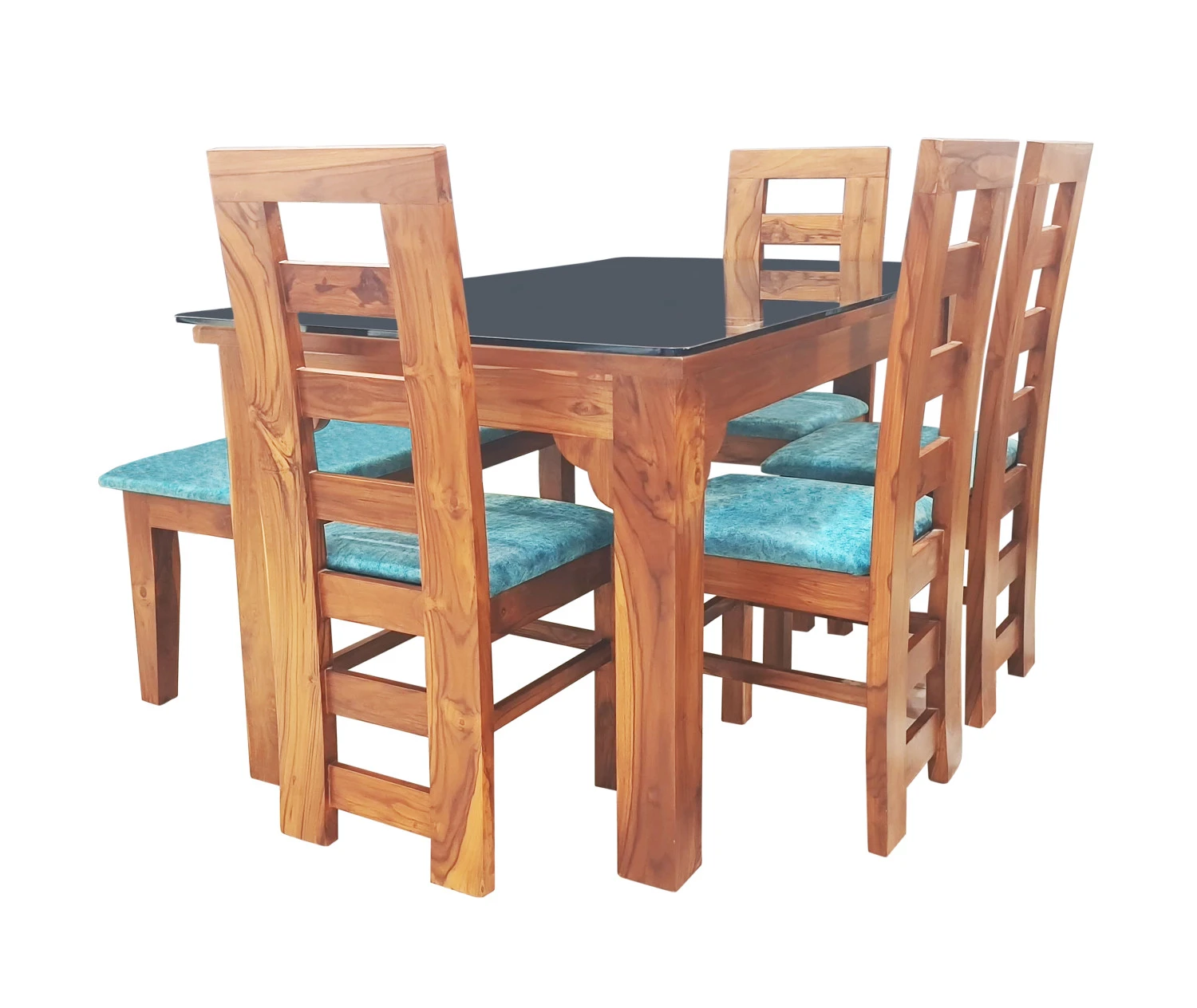 VK Belmount  Dinning Set 4 Seater with Bench(Sky Blue) - VK Furniture | VK Furniture & Electronics Mangalore