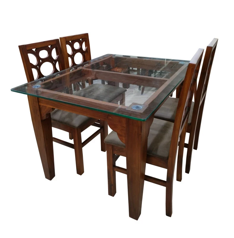 VK Monarch Model Wood 4 Seater Dining Set - VK Furniture | VK Furniture & Electronics Mangalore
