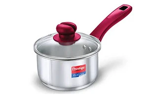 Prestige Platina Popular Stainless Steel Sauce Pan with Glass Lid — Prestige | VK Furniture Mangalore