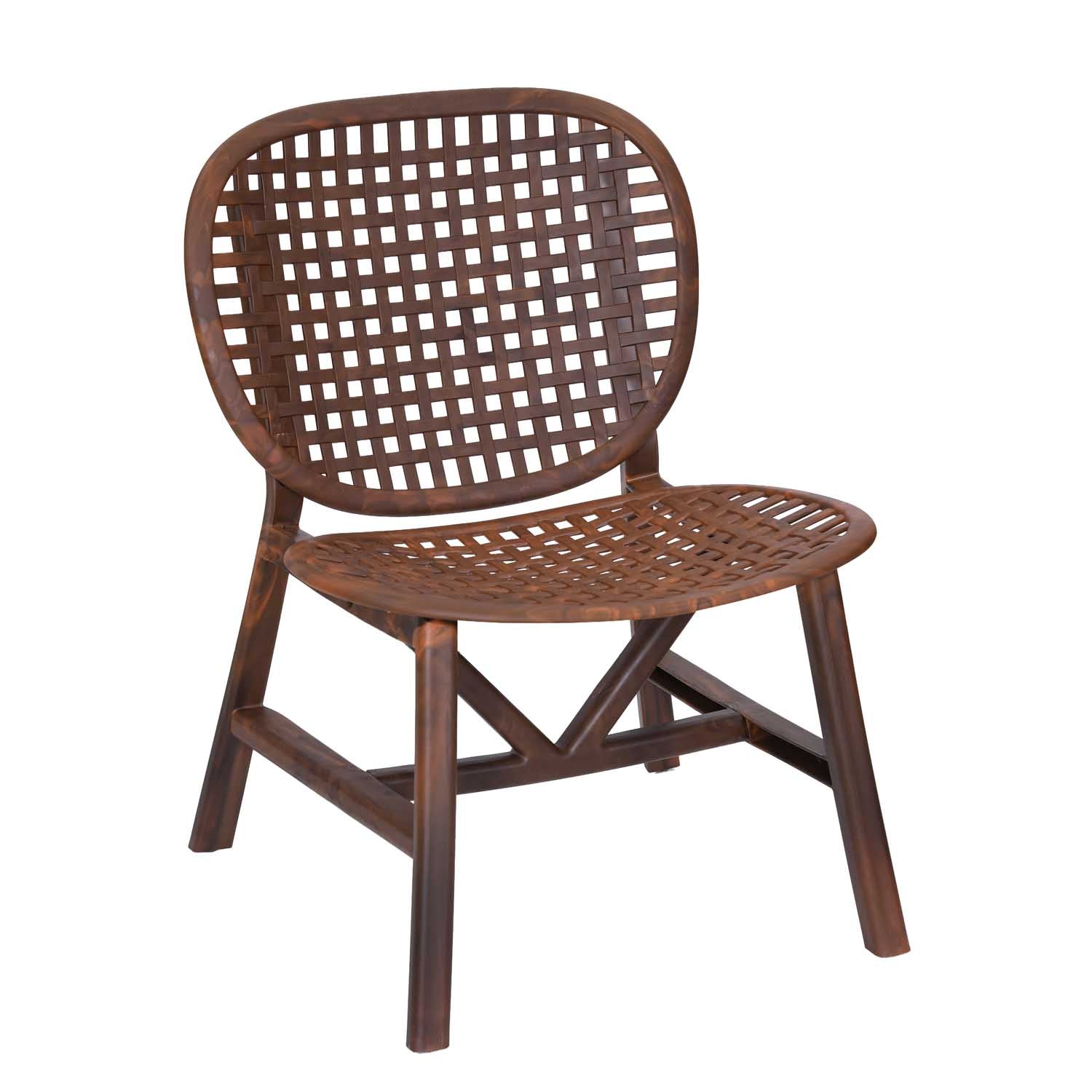 Nilkamal Arena Chairs and Mystique Glass Top Coffee Table Plastic Outdoor Set (Walnut & Season Rust Brown)