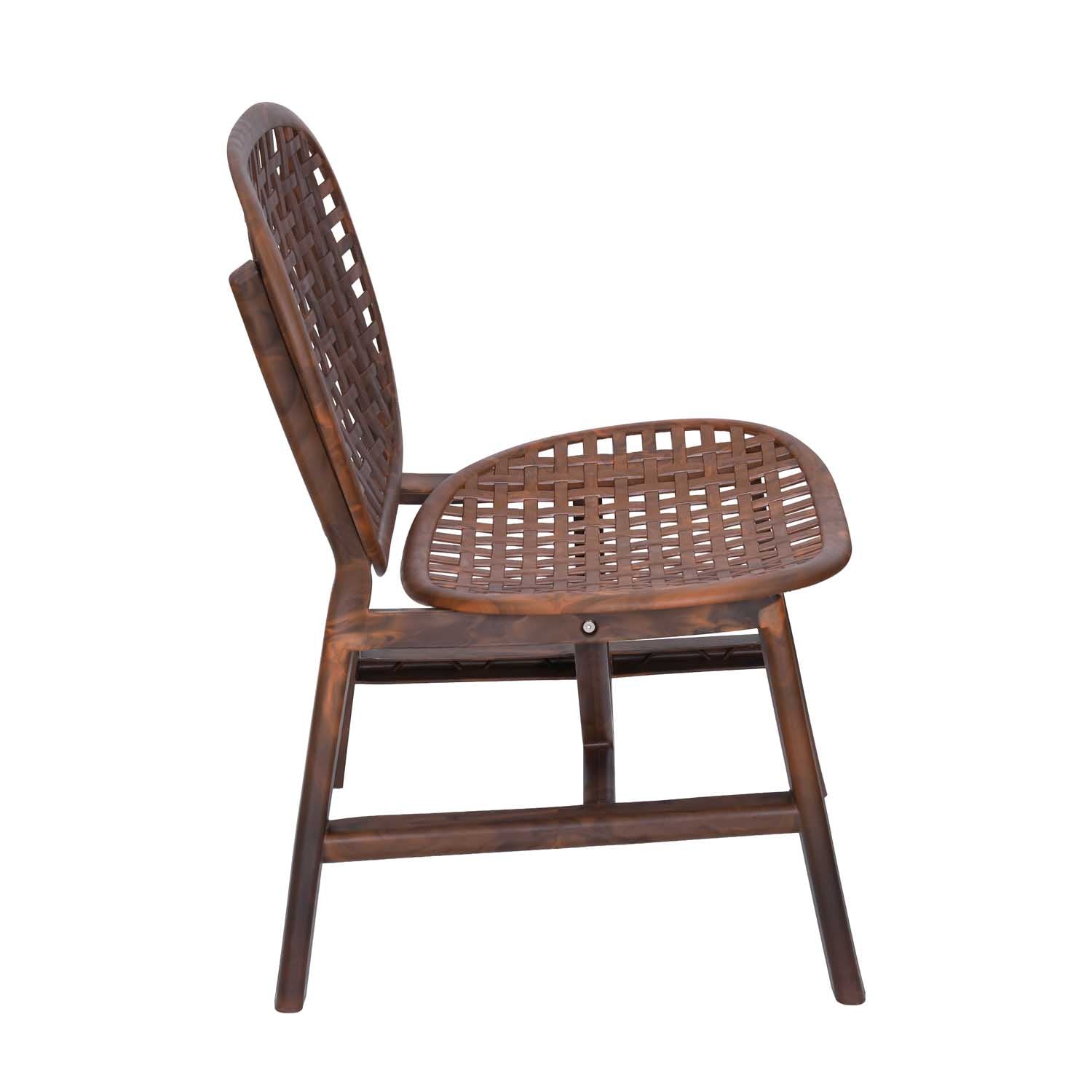 Nilkamal Arena Chairs and Mystique Glass Top Coffee Table Plastic Outdoor Set (Walnut & Season Rust Brown)