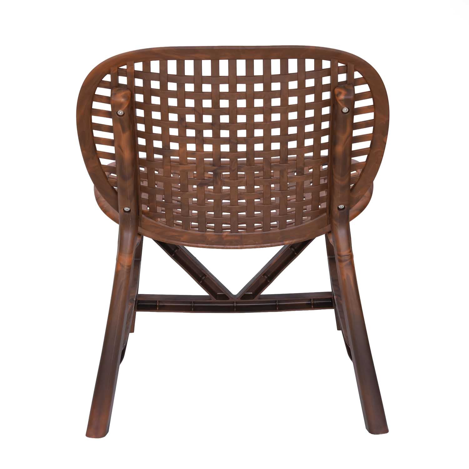 Nilkamal Arena Chairs and Mystique Glass Top Coffee Table Plastic Outdoor Set (Walnut & Season Rust Brown)