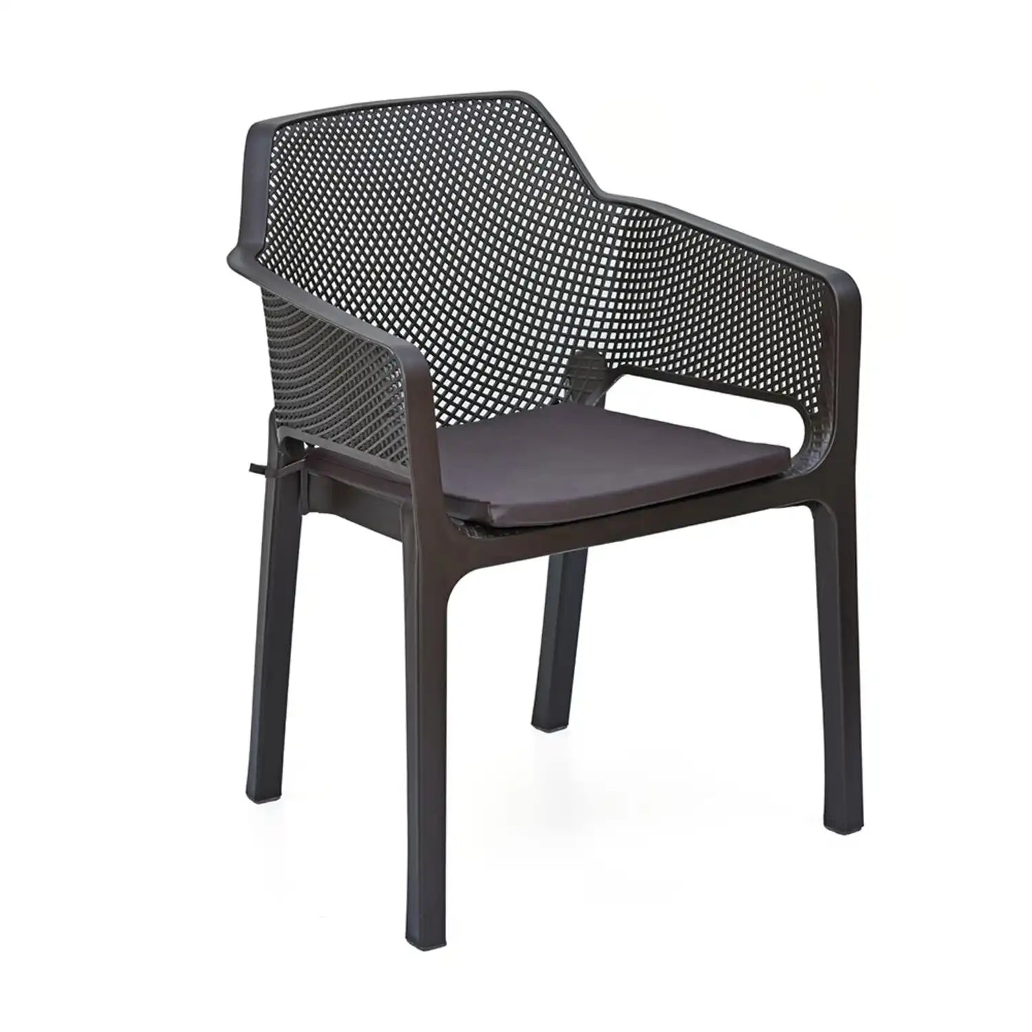 Nilkamal Captain Chairs and Mystique Glass Top Coffee Table Plastic Outdoor Set (Season Rust Brown)