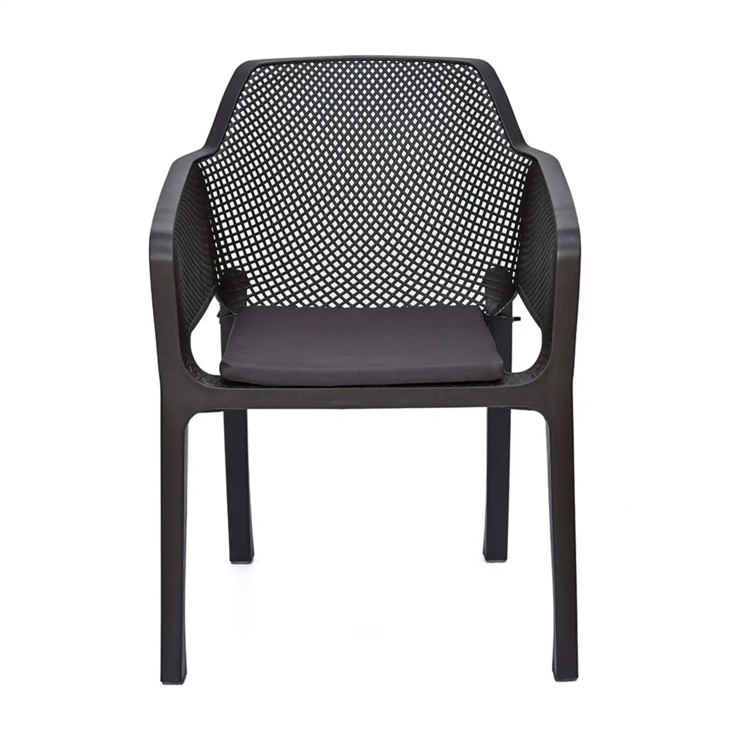 Nilkamal Captain Chairs and Mystique Glass Top Coffee Table Plastic Outdoor Set (Season Rust Brown)