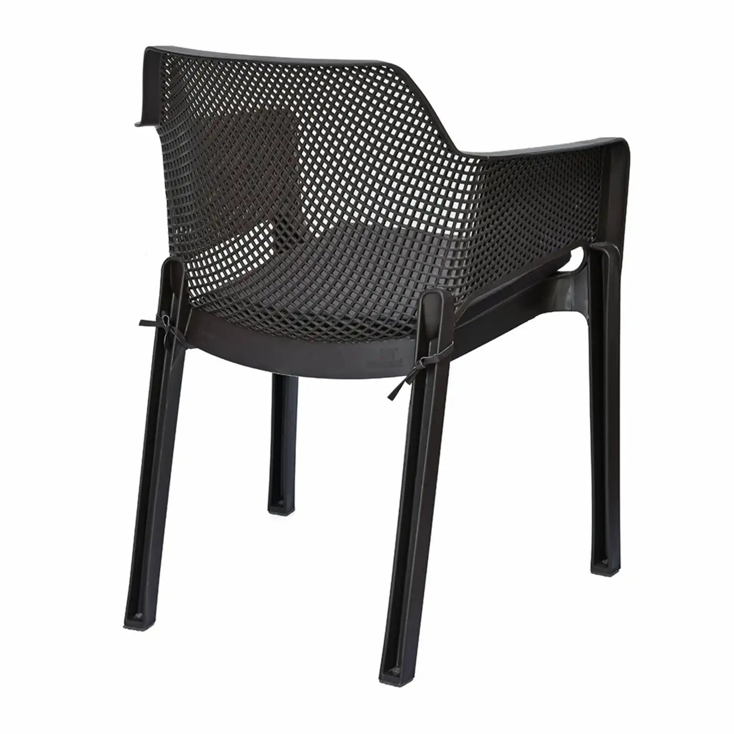 Nilkamal Captain Chairs and Mystique Glass Top Coffee Table Plastic Outdoor Set (Season Rust Brown)