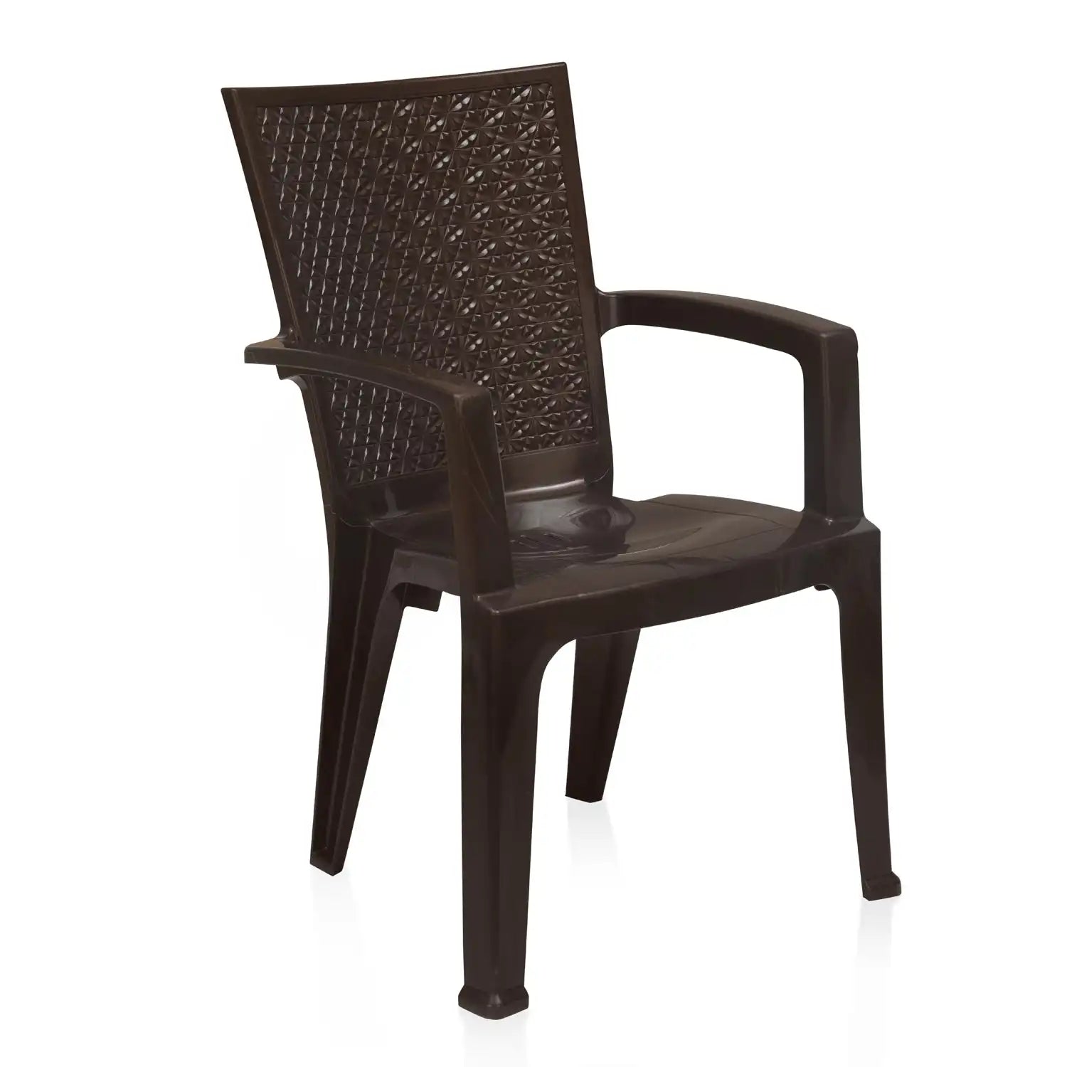 Nilkamal CHR2225 Chairs and Mystique Glass Top Coffee Table Plastic Outdoor Set (Weather Brown & Season Rust Brown)