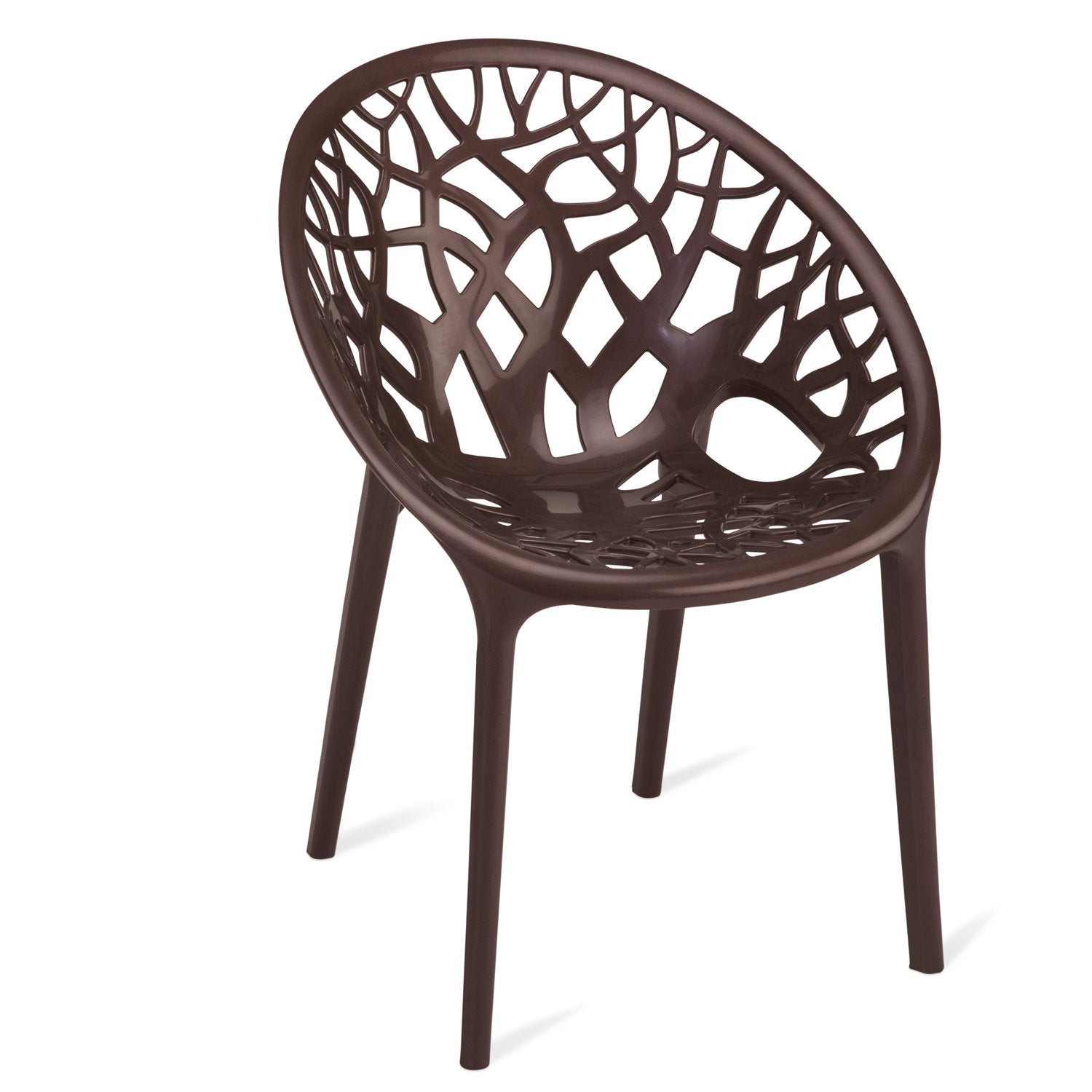 Nilkamal Crystal Chairs and Mystique Glass Top Coffee Table Plastic Outdoor Set (Weather Brown & Season Rust Brown)