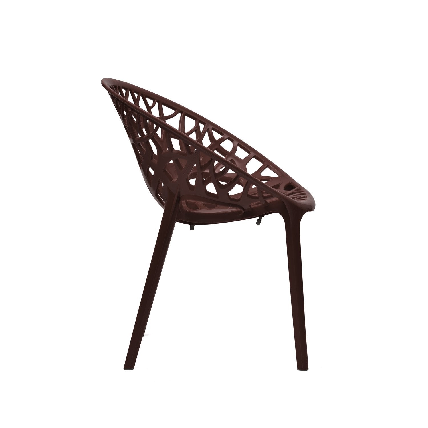 Nilkamal Crystal Chairs and Glass Top Coffee Table Plastic Outdoor Set (Weather Brown)