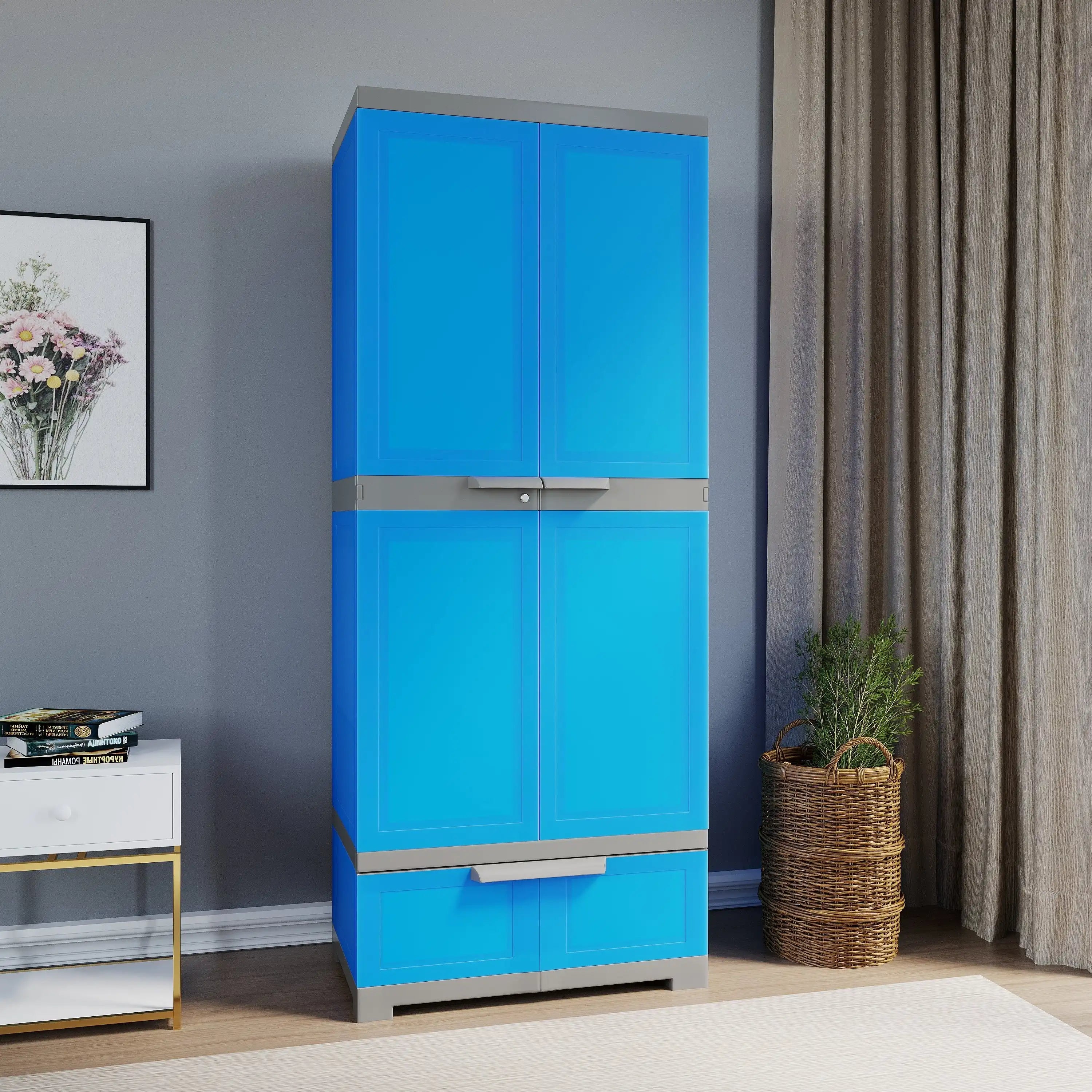 NILKAMAL FREEDOM FMDR 1B PLASTIC STORAGE CABINET WITH 1 DRAWER (DEEP BLUE / GREY) — Nilkamal | VK Furniture Mangalore