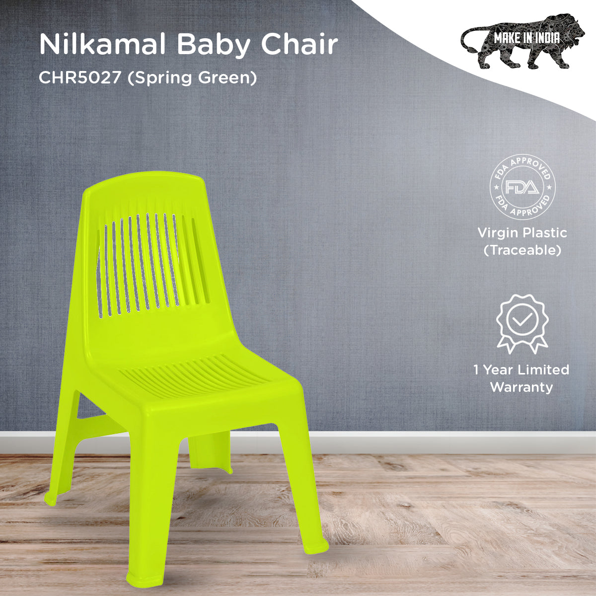 Nilkamal CHR5027 Plastic Baby Armless Chair (Spring Green) - Nilkamal | VK Furniture & Electronics Mangalore