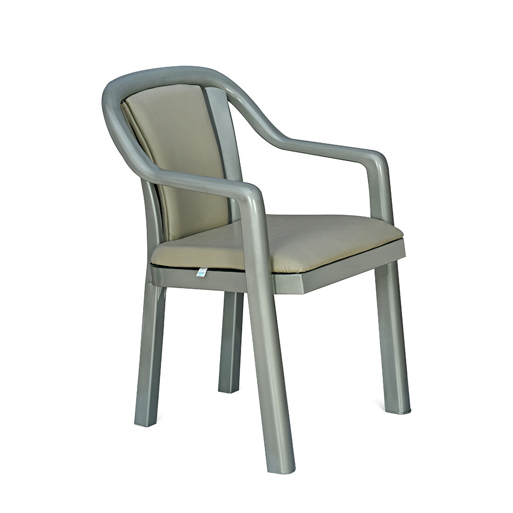 Nilkamal Signature Chair with with Metallic Look and Light Beige Cushion - Nilkamal | VK Furniture & Electronics Mangalore