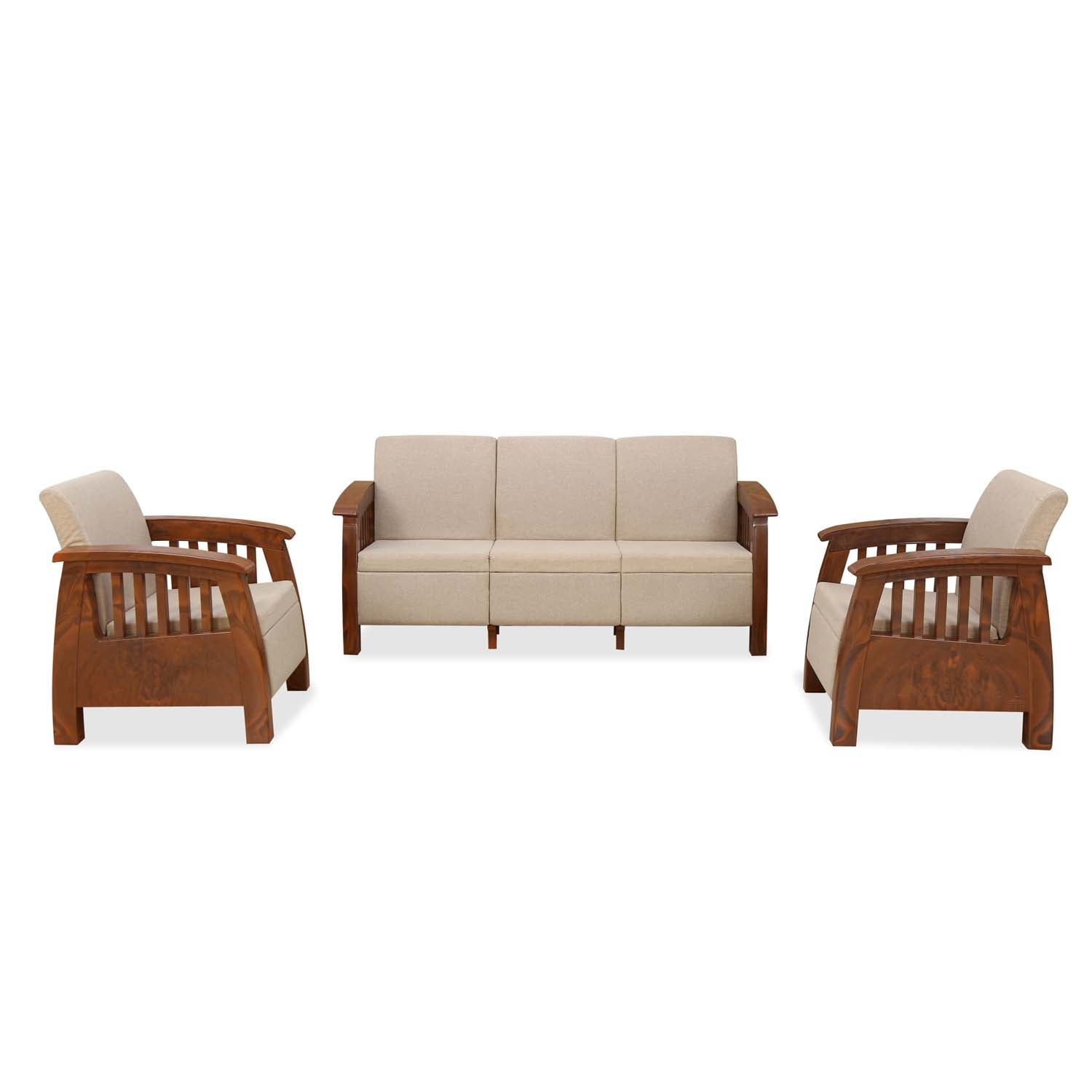 Nilkamal Aspire 3+1+1 Seater Plastic Sofa Set (Walnut) - Nilkamal | VK Furniture & Electronics Mangalore